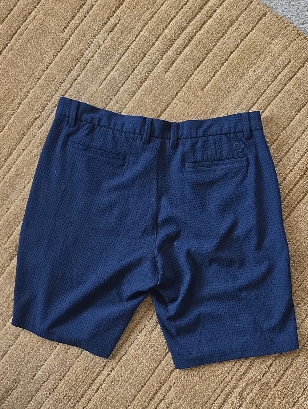 Footjoy Men's Navy Textured Seersucker Lightweight Size 35 Casual Shorts